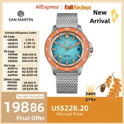 San Martin Original 40mm NH35 Men Mechanical Watch 3H Date AR Sapphire Crystal 20Bar Dive Relogio Luxo Masculino Fashion SN0118
