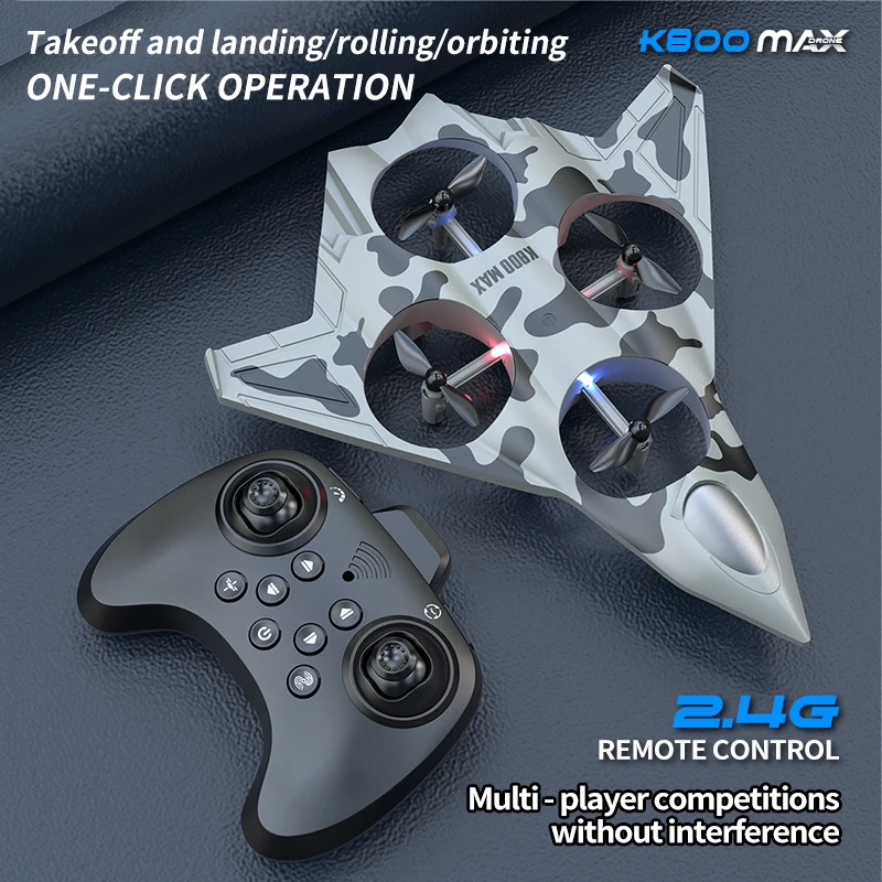 K800 MAX RC Avión de combate Flip 360 °   Avión de espuma EPP volador de vuelo de planeador acrobático con Control remoto de 2,4G con juguetes LED para niños
