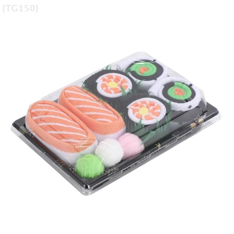 Set regalo di calzini divertenti Harajuku (3 paia) - Y2K Cotone a canna alta con motivo sushi salmone per tutti i giocatori