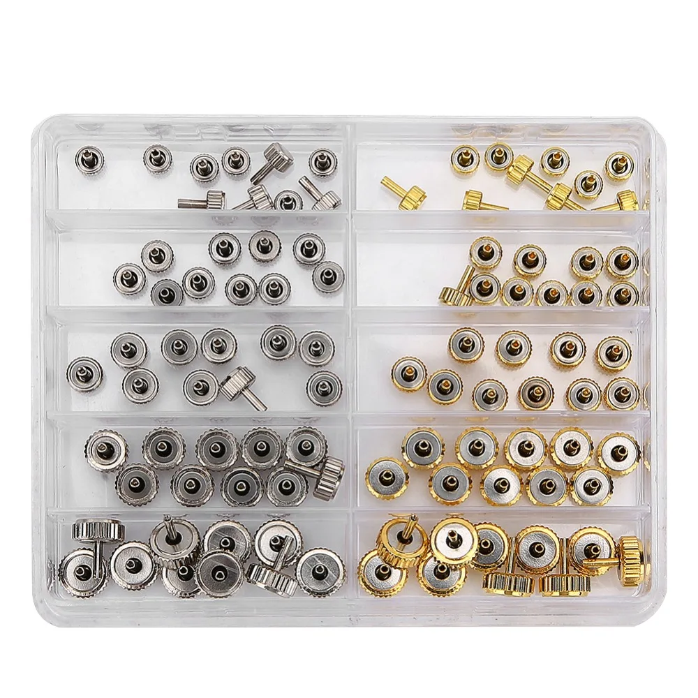 Steel Watch Crown Set Gold Silver Various Specifications Watch Repair Tool Kit Watch Crown Accessory Set for Watch Makers