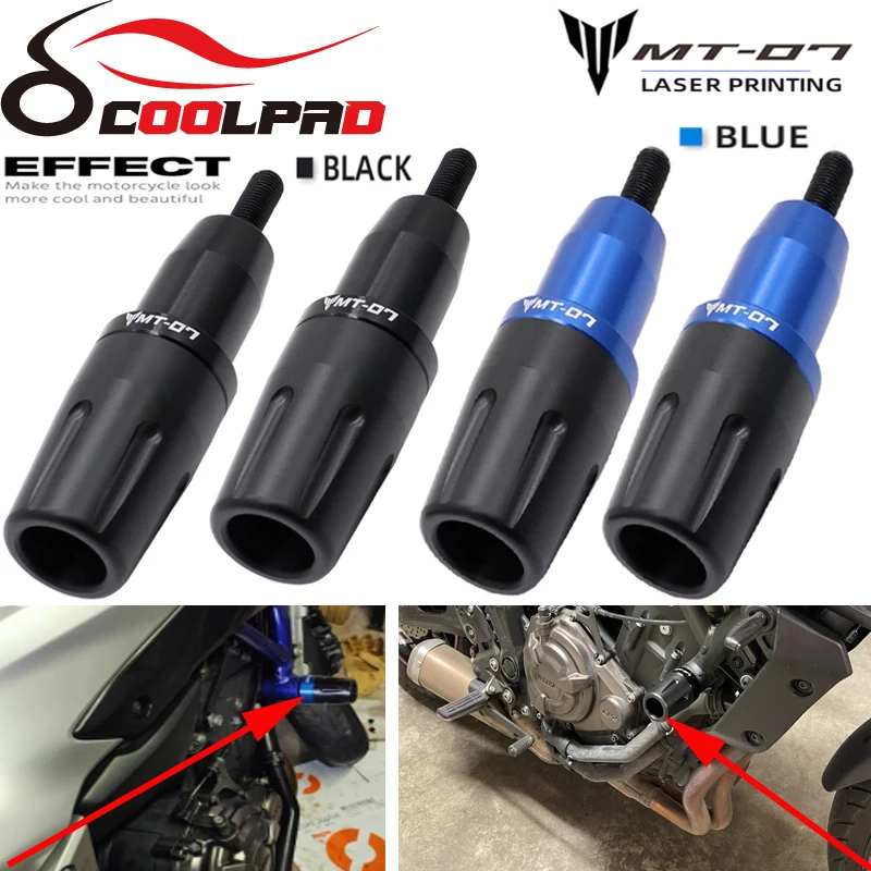 

For Yamaha MT07 MT 07 2014-2024 Engine Protection Sliders Cover CNC Frame Sliders Crash Pad Falling Protector Guard MT07 LOGO