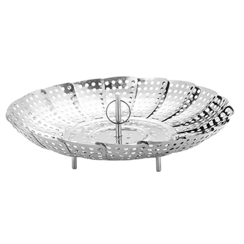 KSOL Folding Dish Steam Stainless Steel Food Basket Mesh Vegetable Vapor Cooker Steamer Expandable Kitchen Tool Steamer,S