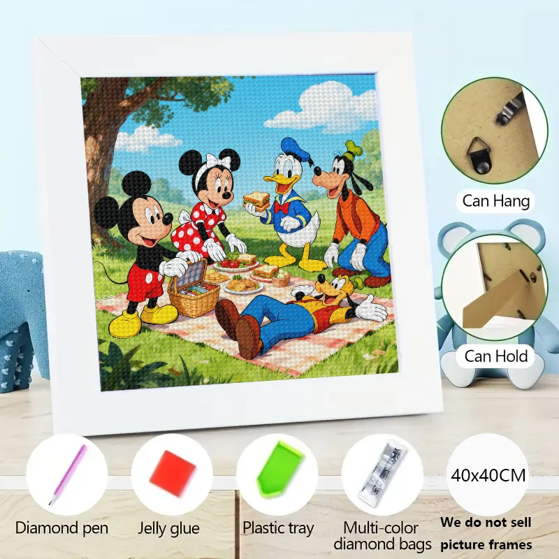 

Набор для алмазной живописи 5D своими руками с Микки Маусом, Минни Маусом, Дональдом Даком и Гуфи для пикника — полная дрель, вышивка стразами