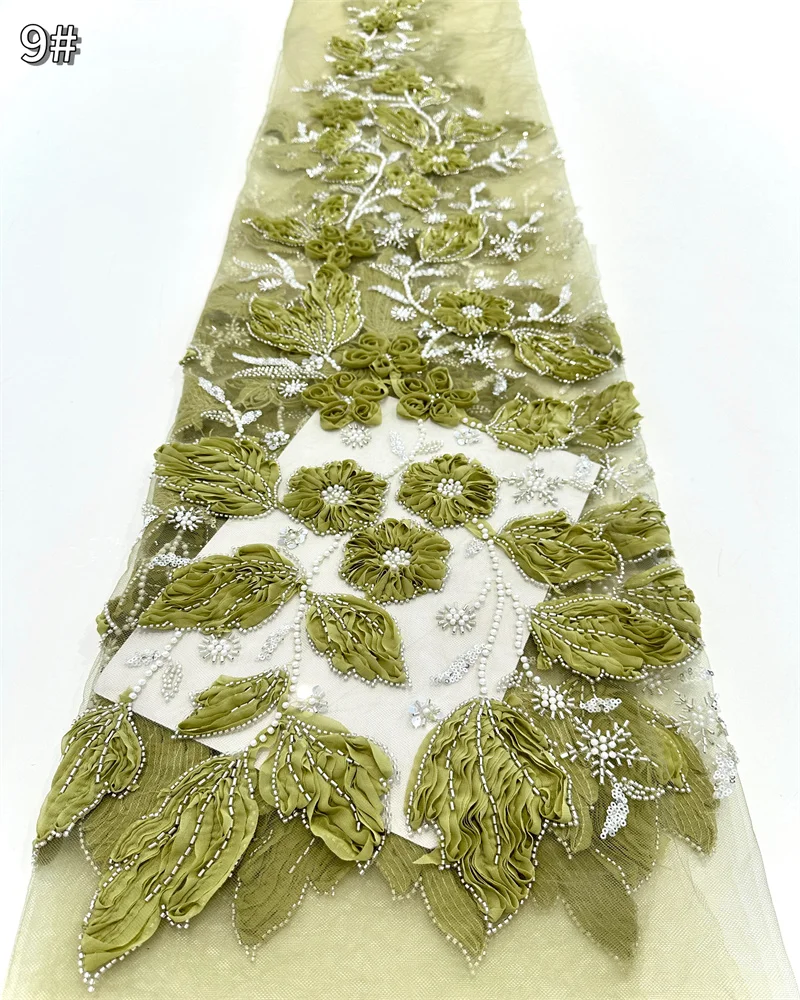 럭셔리 아프리카 스팽글 비즈 레이스 원단 2025 고품질 신랑 나이지리아 웨딩 신부 자수 프랑스 튤 바느질14