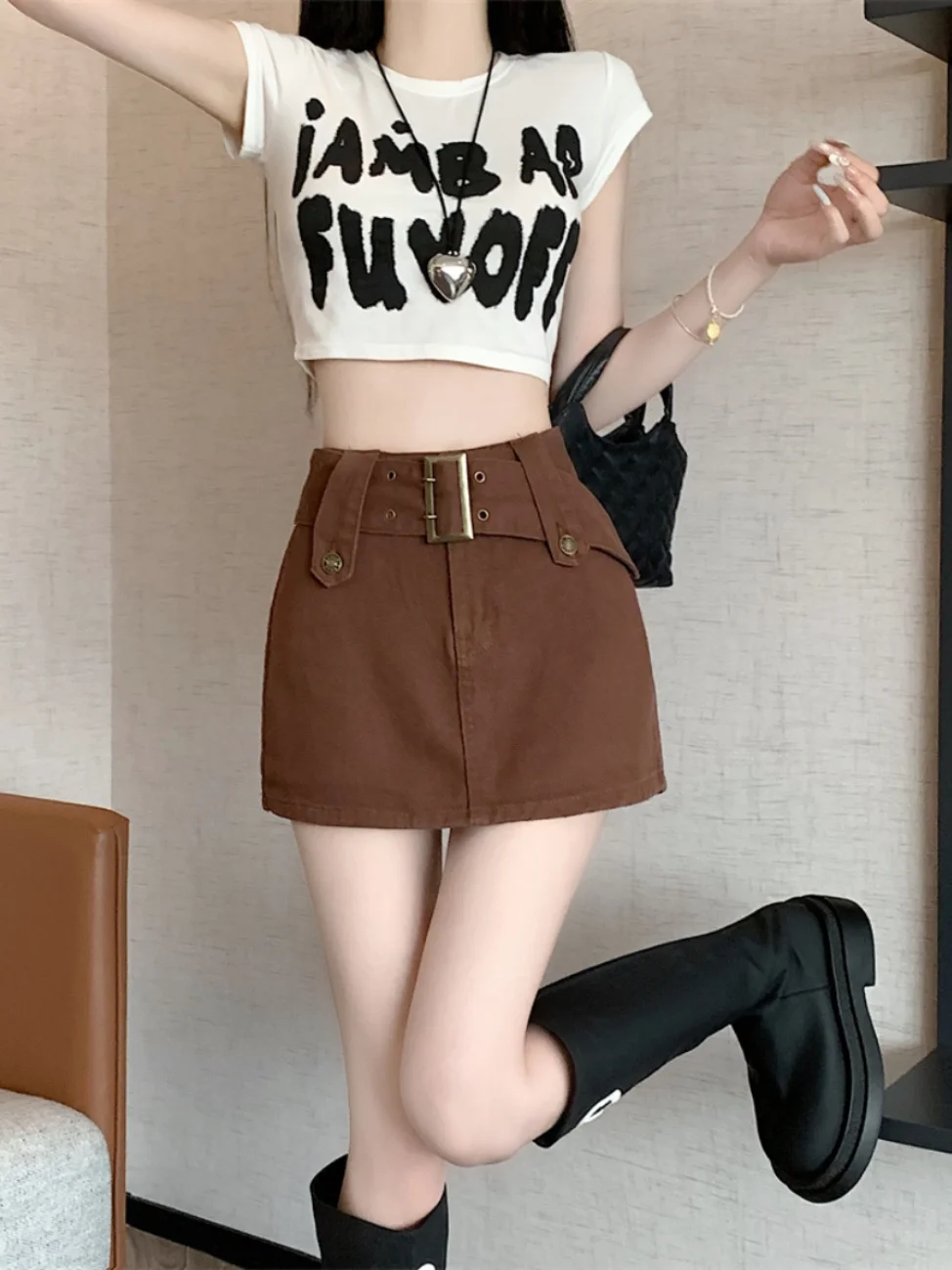 الأمريكية الرجعية الساخن فتاة زائد حجم الدنيم تنورة المرأة تصميم التخسيس Bodycon تنورة عالية الخصر ألف خط ort تنورة #2