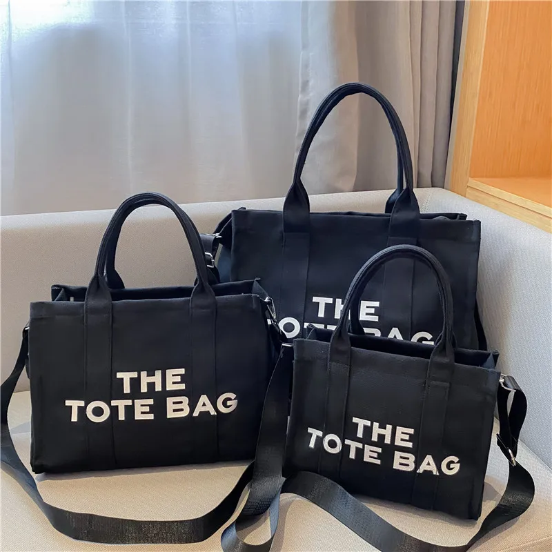 Borsa tote da donna Borse da donna di grande capacità in tela casual Borse a tracolla con lettere firmate Borse a tracolla grandi di lusso nere