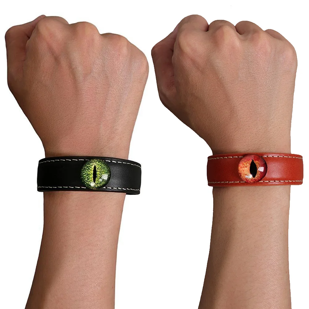 Bracciale in pelle di vacchetta con un occhio Nero Marrone Cachi Accessori per costumi cosplay di Halloween Festa di carnevale Abiti per giochi di ruolo Prop