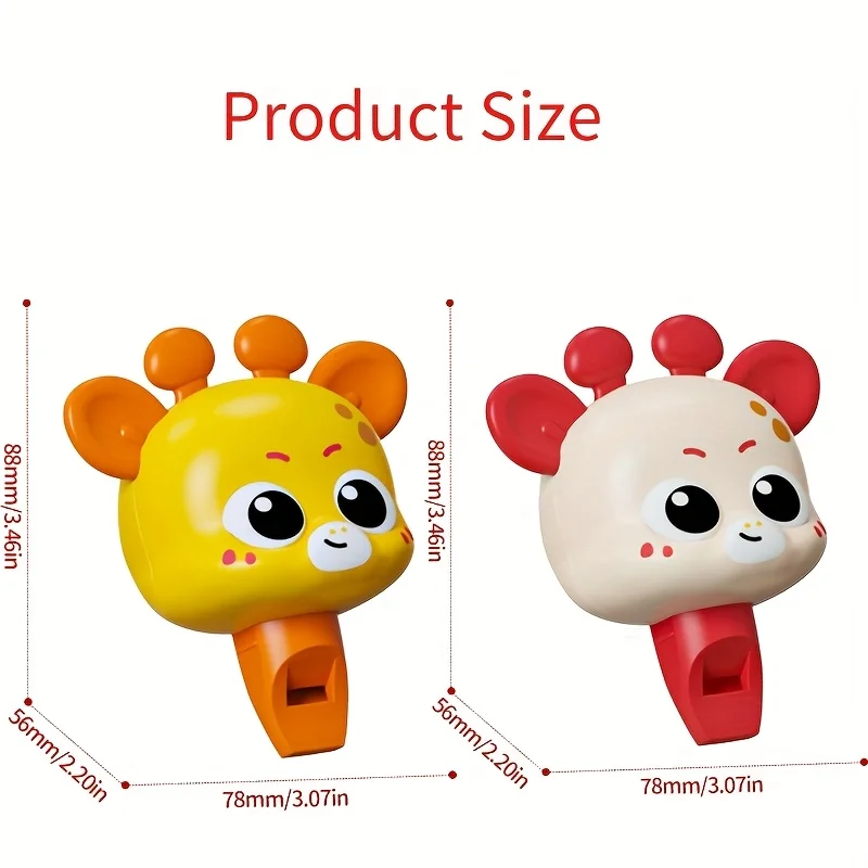 Giraffevormig fluitje, verkrijgbaar in gele en rode kleuren, fijne motoriek, ABS-materiaal, baby-kerstbenodigdheden