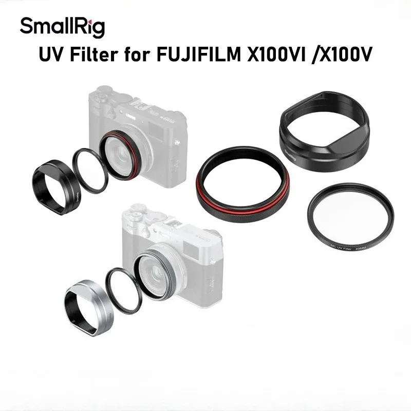 kit-de-filtro-uv-y-parasol-smallrig-5850-para-fujifilm-x100vi-x100v-lente-de-vidrio-Optico-con-99-de-transmitancia-de-luz-antirrayas-5851