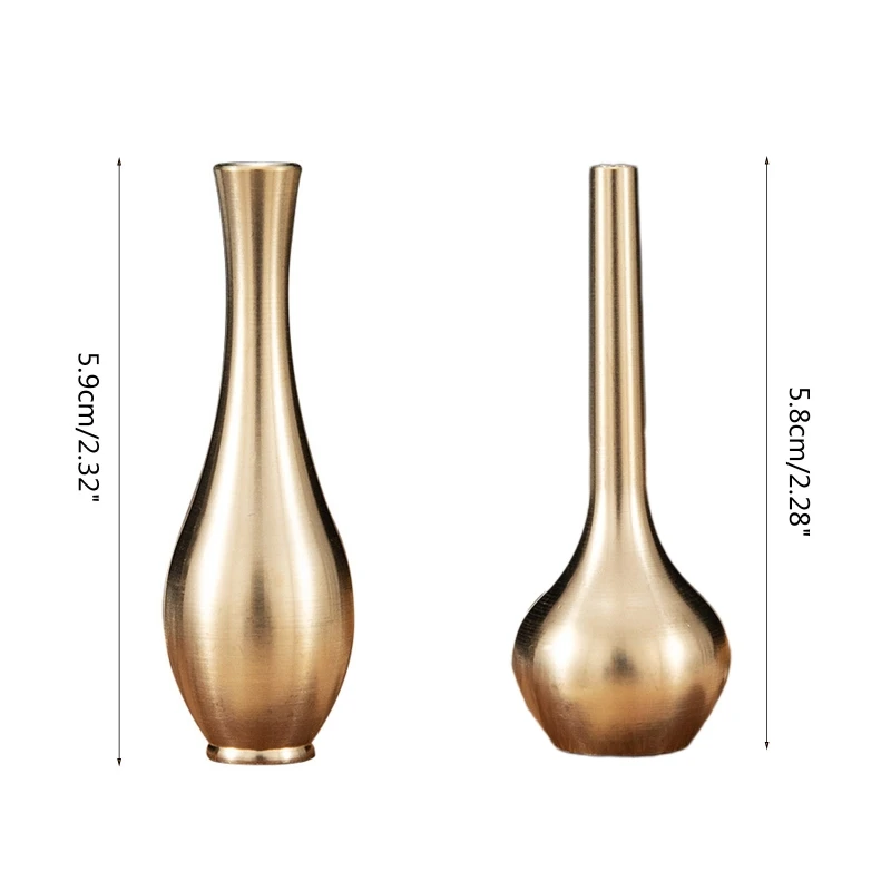 Pure Copper Mini Vintage Vase Ornament Home Decoration Retro Brass Flower Bottle Figurines Modern Light Luxury Decorative Crafts image 5