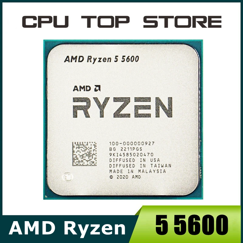 معالج AMD Ryzen R5 5600 CPU 6-Core 12-Thread مع ساعة قاعدة 3.5 جيجا هرتز، تقنية 7 نانومتر، ذاكرة تخزين مؤقت 32 ميجابايت، مقبس AM4