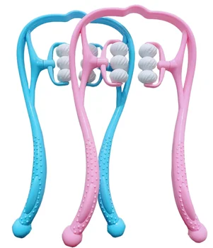6-Wheel Shoulder Aids with Ball Handheld Neck Massager Neck and Shoulder Massager Deep Muscle Relaxation Point Massage Roller