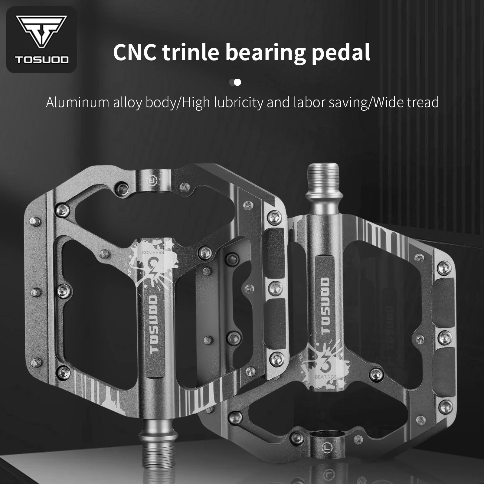TOSUOD Fahrradpedale 3 Lager Aluminium Ultraleicht Wasserdicht Fahrradpedale für MTB Rennrad Fahrradzubehör
