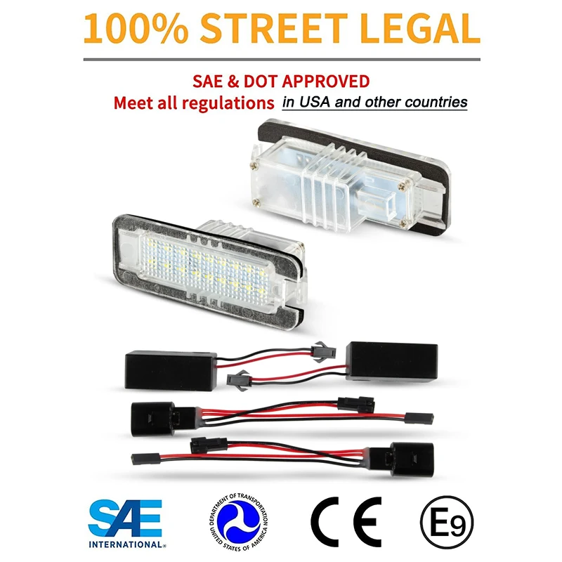 2Pcs No Error For VW Golf Passat Polo LED Number License Plate Light Lamp For Porsche Boxster Cayman Turbo Skoda Car Accessories