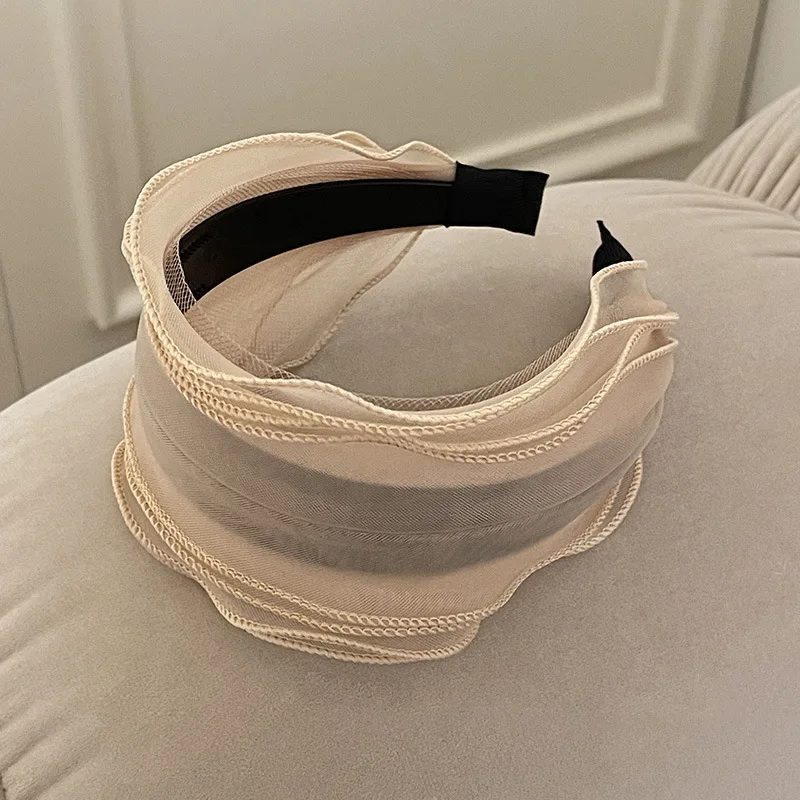 Frühling und Sommer Mesh Plissee Breitkrempige Stirnband Frauen Neue Haarnadel Stirnband Tägliche Kleidung Mode Passenden Kopf Band – Detail 5