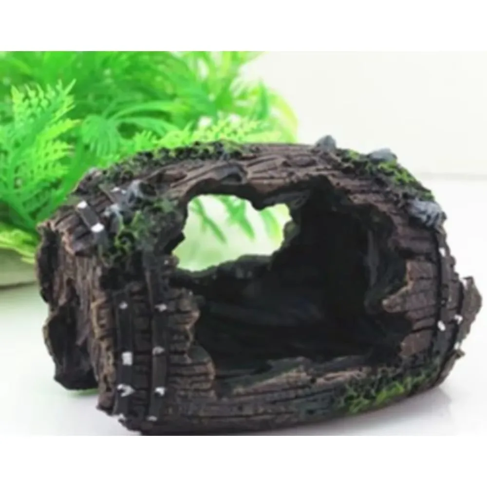 Aquarium Ornaments Decorations Resin Wood Trunk Log Artificial Barrel Hideout Cave Landscaping Accessories for Fish Tank Betta