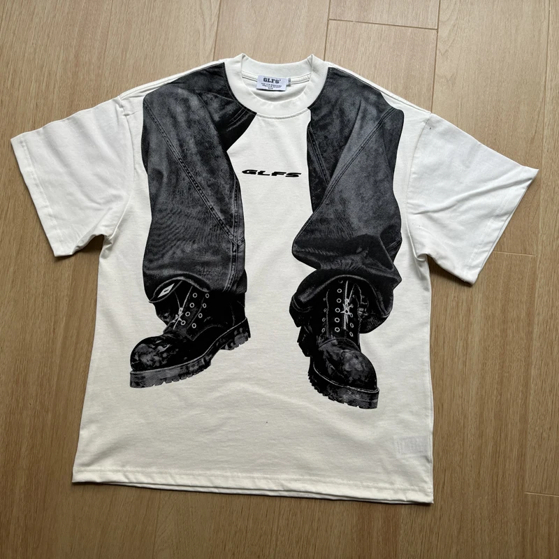 Waffle Black Apricot Jeans Legs Print T Shirt 2026 Summer Men Women High Quality Loose Quick Dry Tee Casual Breathe T-shirt Tops