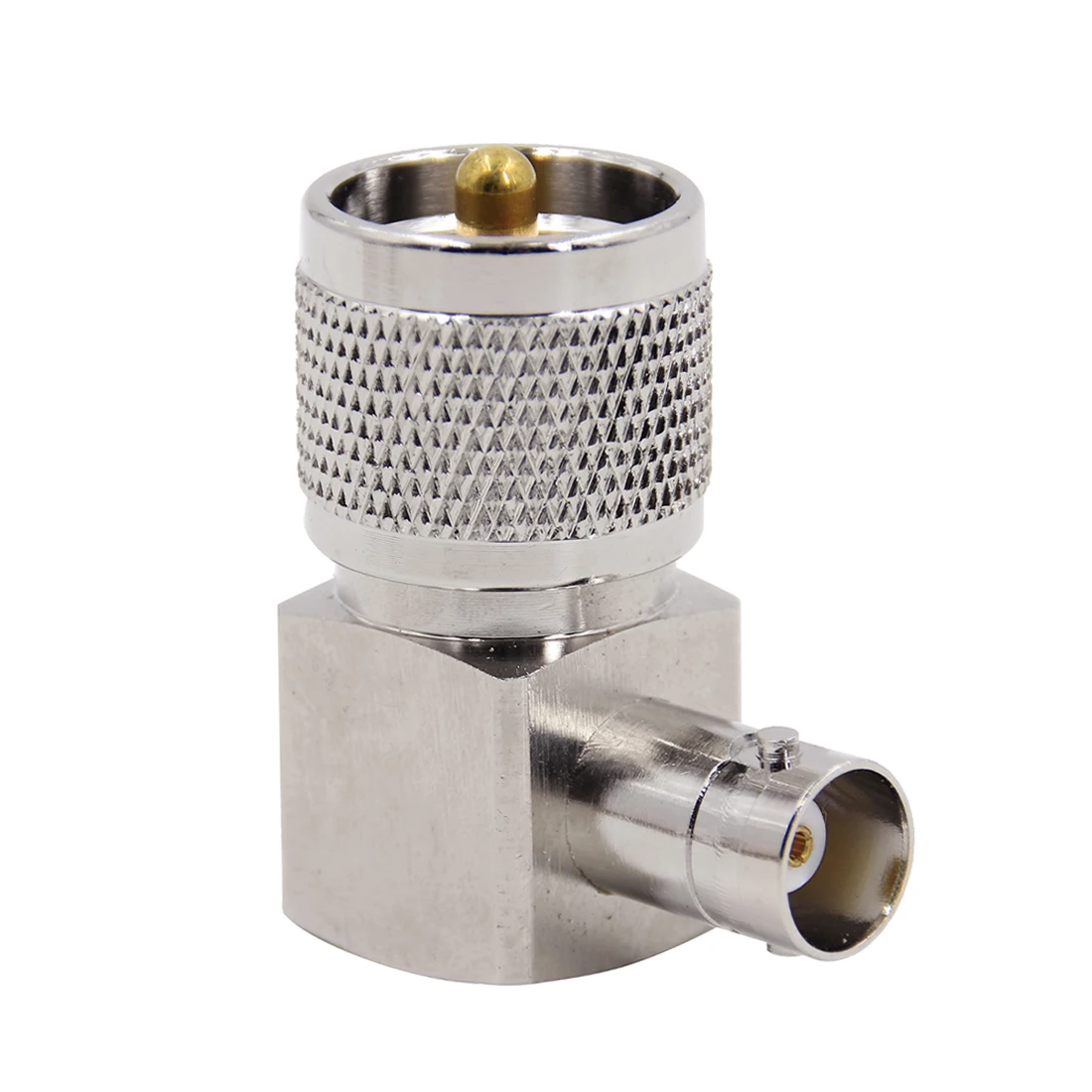 

1pc UHF Male Plug to BNC Female Jack RF Coax Adapter Convertor Right Angle Nickelplated for WIFI Antenna New