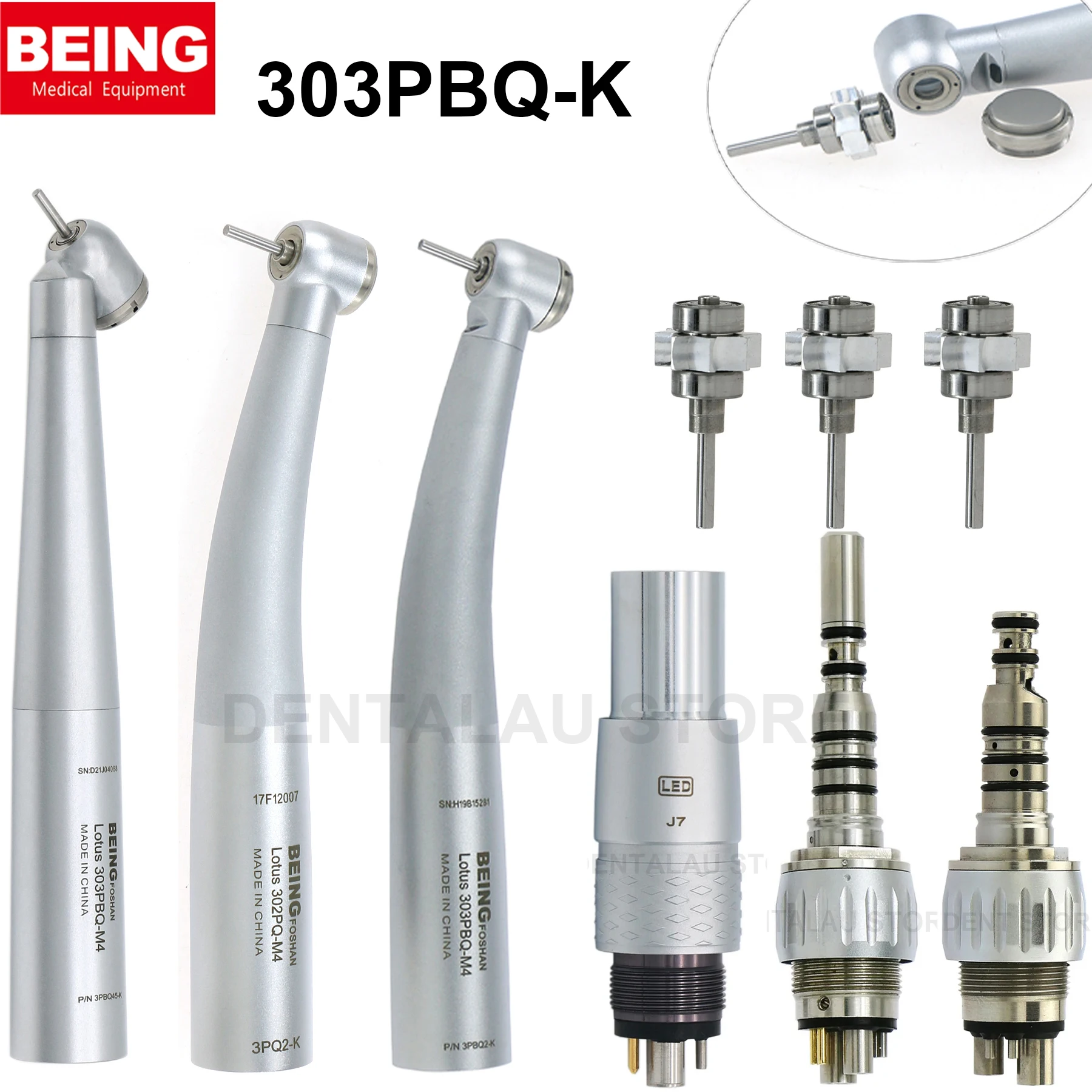 

303PBQ-K BEING Dental Fiber Optic High speed 45 Degree Handpiece Fit Kavo Coupler 8000 Cartridge for KAVO MULTIflex