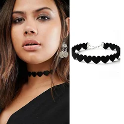 Sexy Trendy Vintage Charm Round Gothic Collar Necklaces Jewelry Gift Gothic Leather Heart-Shape Women Punk Choker Necklace