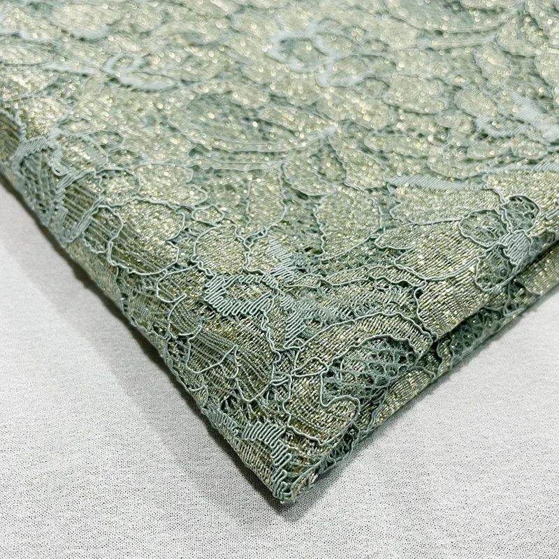 Gold Wire Lace Fabric Soft Skin Friendly Fashionable Hollow Out Sparkling Clothing Fabric For DIY Projects