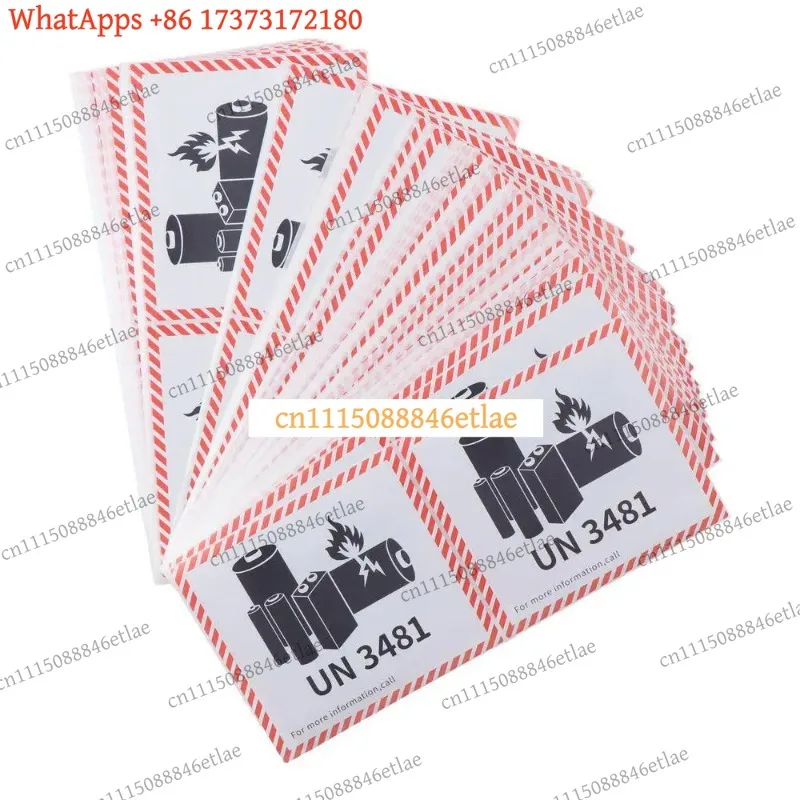 100Pcs UN3481 Lithium Battery Warning Labels, 4.7x4.3 Inch Adhesive Fire Safety Stickers for Shipping, Transport Hazard Signs