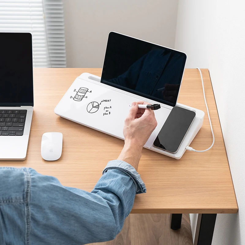 japanese-sanwa-desktop-whiteboard-phone-holder-storage-rack-erasable-glass-board-drawing-board-wireless-charging-multifunction