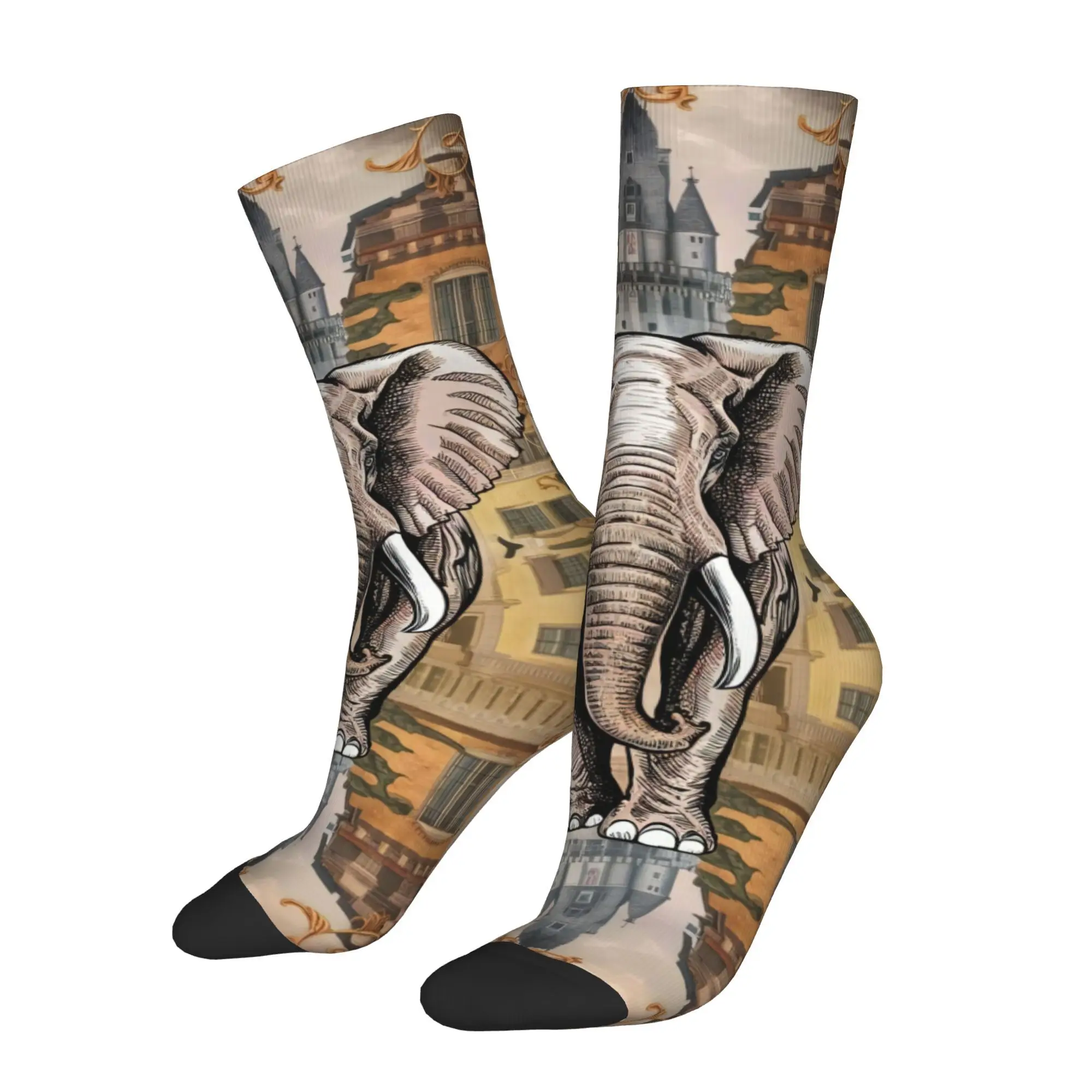 

Thai Elephant Pattern Men Novelty Athletic Socks Cycling Design for All Seasons