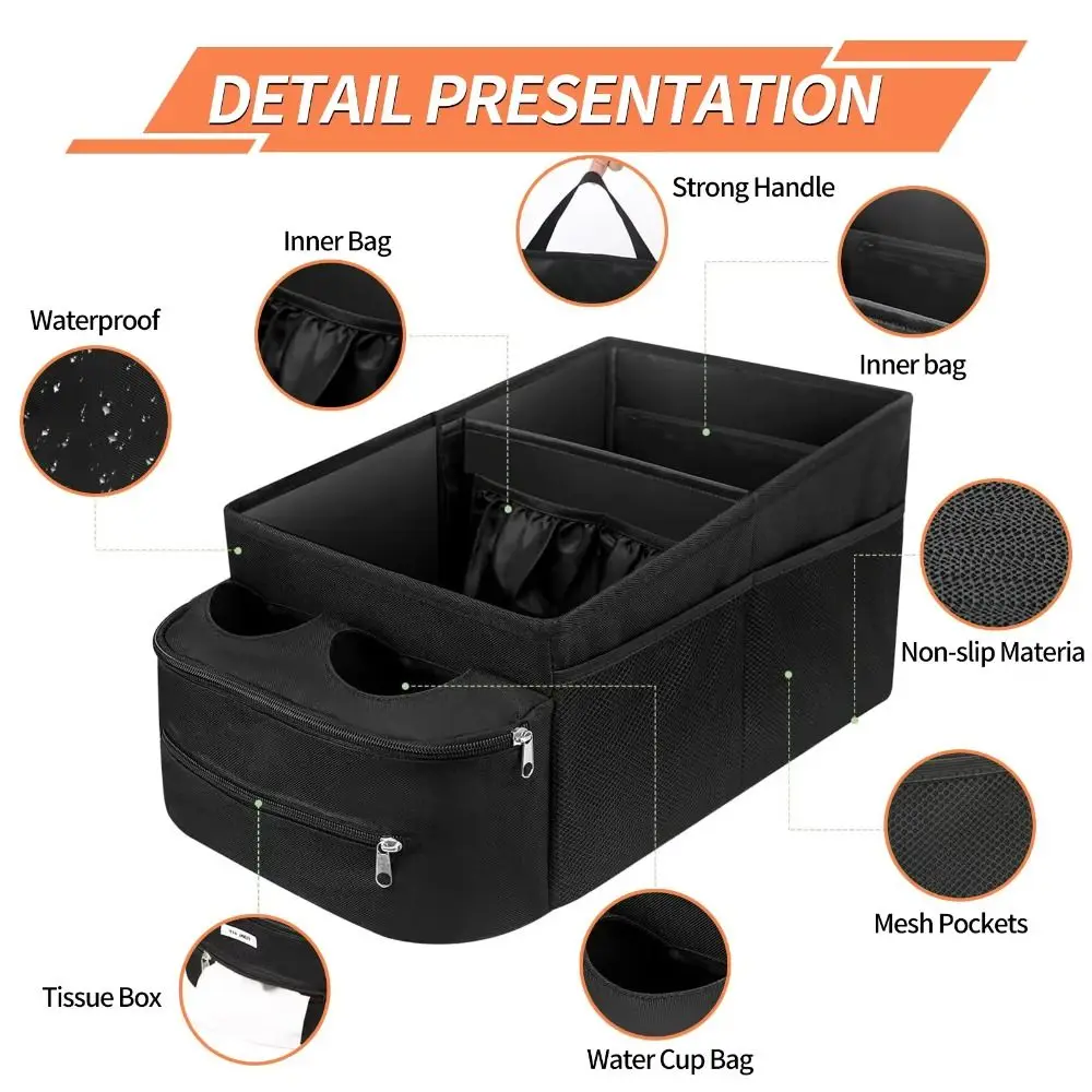Oxford Cloth Car Trunk Organizer Large Capacity Save Space Collapsible Car Storage Foldable Black Sundries Storage Box Vehicle