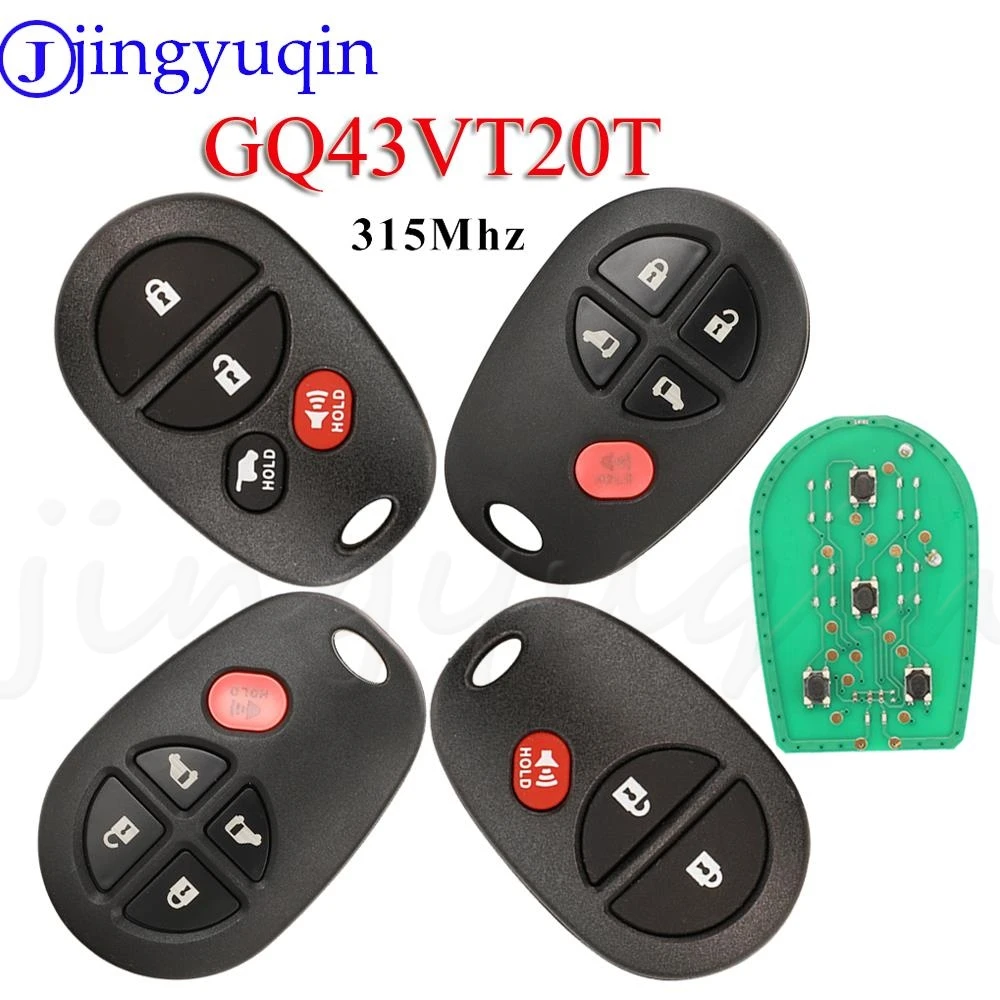 jingyuqin GQ43VT20T 315MHz zdalny kluczyk samochodowy do Toyota Sienna Solara Avalon Camry Highlander Sequoia Tacoma Tundra