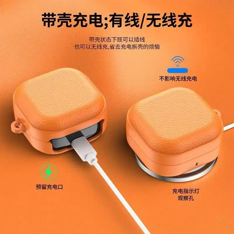 Suitable for Samsung Galaxy Buds 4/4pro leather patterned headphone cover,anti drop for Galaxy Buds 4 headphone protective cover