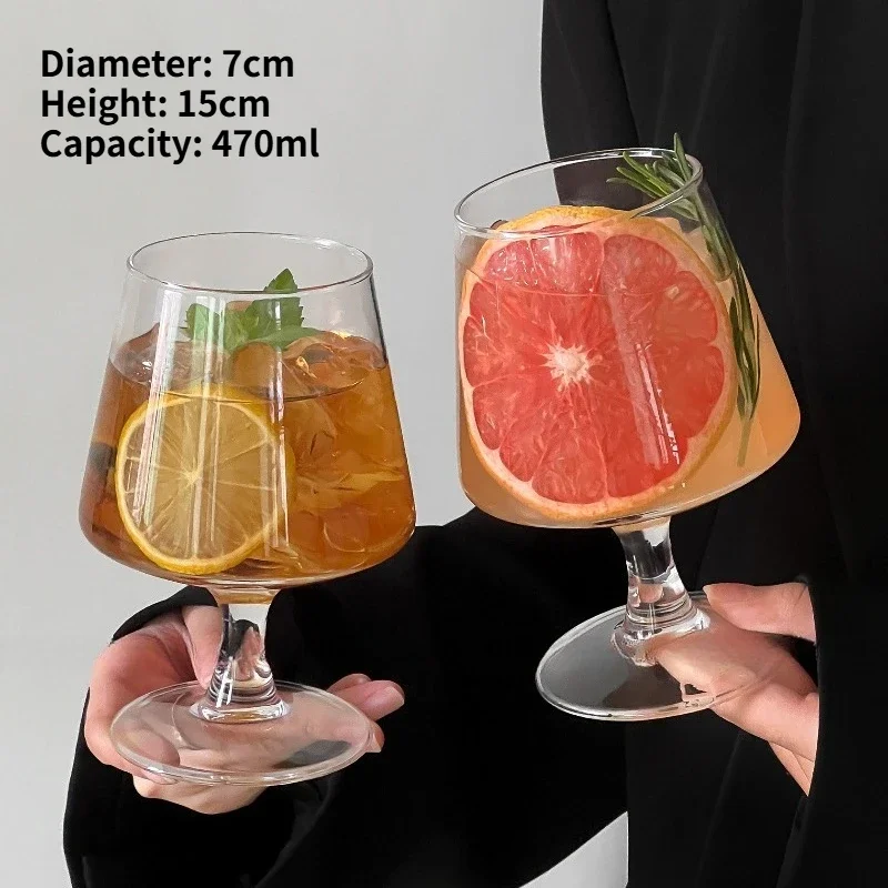 1PCS Ins Tall Fruit Glass Online Celebrity Restaurant Juice Bubble Water Brandy Cold Drink Glass