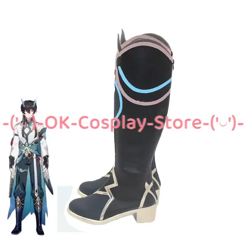 [Personalizzato] Gioco Honkai Star Rail Danheng Scarpe Cosplay Anime Gioco di ruolo Puntelli Halloween Carnevale Festa Festa Stivali in pelle PU