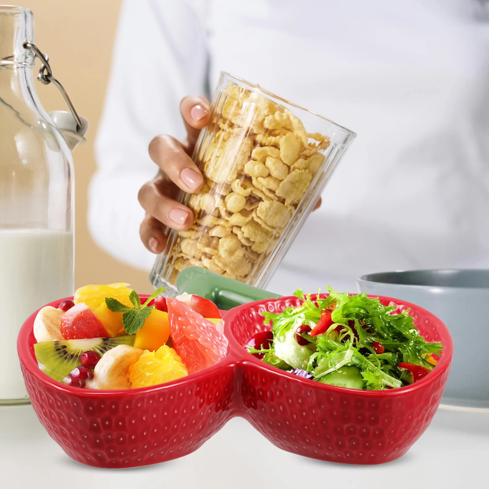 

Japanese Strawberry Ceramic Bowl Decorative Salad Plate Seafood Sashimi Serving Dish Creative Vintage Tableware Fruit Dessert