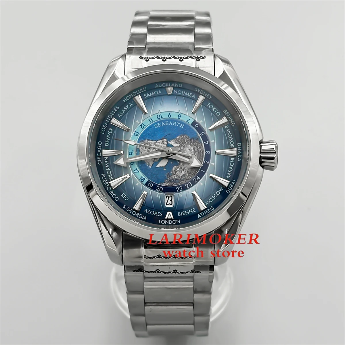 BLIGER Men's 40mm shallow water watch NH35 Movement automatic Mechanical Diving Watch Blue black dial Dome sapphire glass