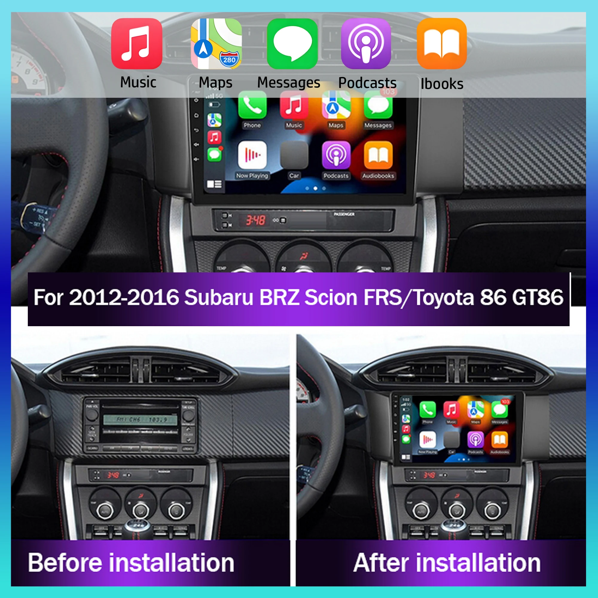 

Автомобильное радио Android 13 для Toyota GT86/Subaru BRZ 2012 2013 2014 2015 2016-9 дюймов стерео с сенсорным экраном с Carplay и Android Auto