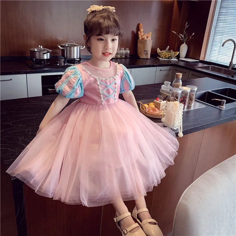 Girls Dress Summer Clothing New Children's Baby Fairy Tale Princess Dress Short Sleeve Girls Gauze Dress Festival Party Dress