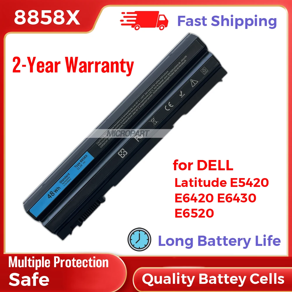 48Wh 8858X Replacement Laptop Battery for Dell Latitude E5420 E6220 E6230 E6320 E6330 E6420 E6430 E6520 E6530 11.1V Li-ion