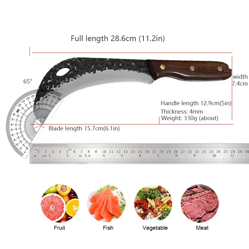 With Sheath Butcher Knife Wood Handle Handle Forged Sharp Fruit Knives Chef Cut Banana Pineapple Barbecue Kitchen Knives Cleaver