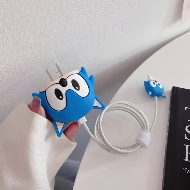 Sonics – manchon de Protection pour chargeur en PVC, dessin animé, pour Iphone 14 13 Pro 18w 20w, manchon de Protection pour tête de chargeur, housse de Protection pour câble