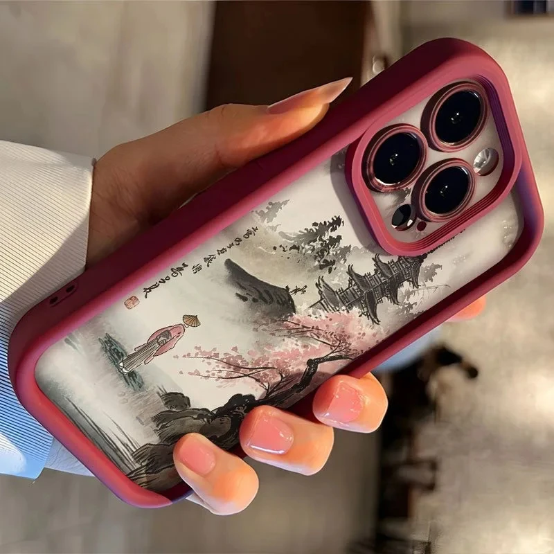 حافظة هاتف ناعمة على الطراز الياباني معبد وأزهار الكرز لهاتف آيفون 17 16 11 12 13 14 15 Pro Max XS X XR 7 8 Plus 16E #4