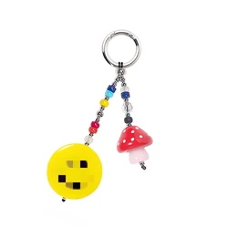 HERLOOK Bag Charm for Women Big Size Face Keychain Trendy Y2K Accesories Muthroom Beads Chain for Key & Bags