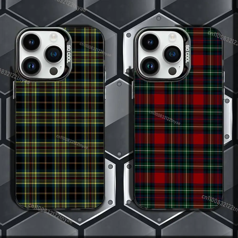 

Clan Stewart Dress Tartan Phone Case For iPhone 17,16,Pro,Max,15,14,Plus,13,12,Mini,11,E Pro Matte Colored Silver Luxury Cover