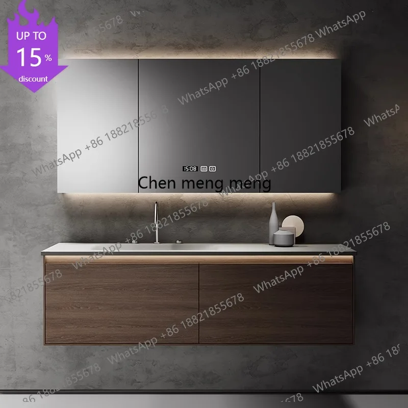 E153 High-end rock slab hot bending integrated basin bathroom cabinet combination wash basin cabinet bathroom washbasin cabinet