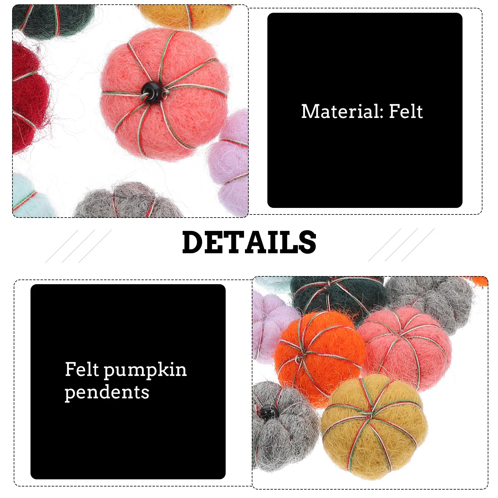 20 Pcs Felt Pumpkins Mini Craft Ball Garland Felted Pendent Replacement Wool DIY Pedant Hat