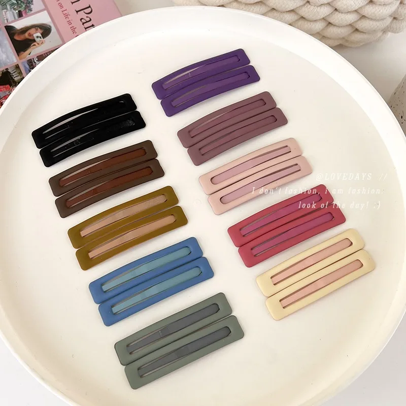 6Pcs/set Fashion Simple Colorful Frosted Hair Clips BB Clip For Women Girls Sweet Hairpins Bangs Side Clip Barrettes Headdress