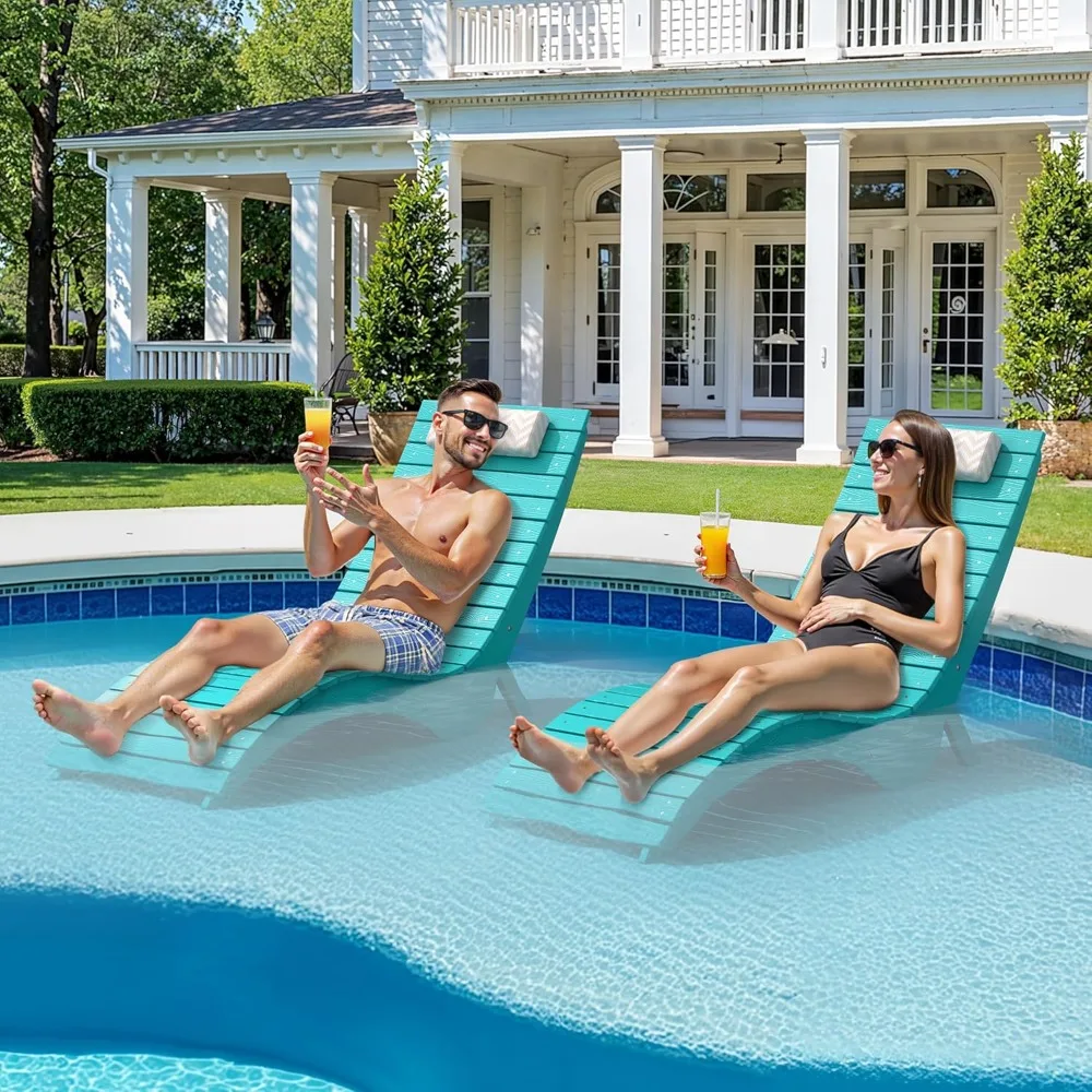 

Pool Lounge Chairs Set of 2 - Anti-Floating HDPS Design for Pools & Backyard Sun Decks, Weighted Pool Chairs and Lounges