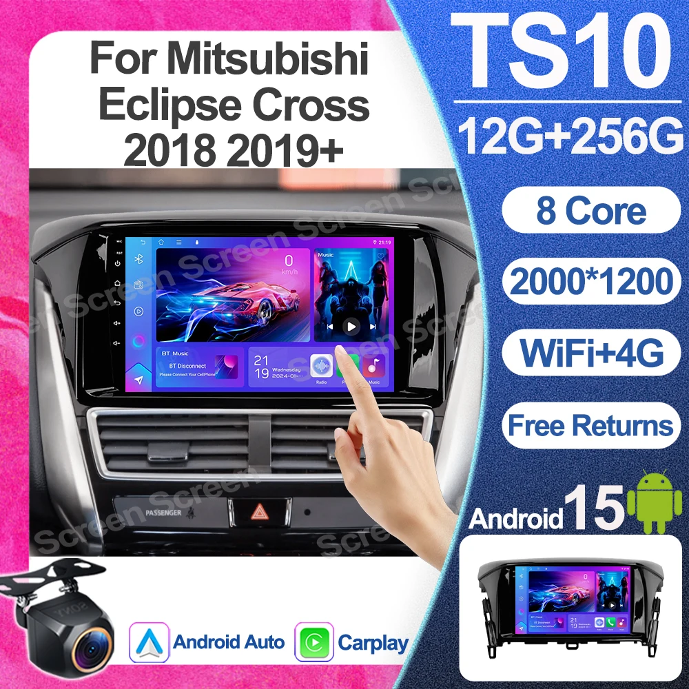 Radio para Auto para Mitsubishi Eclipse Cross 2018 2019+ Android 15 Carplay Reproductor Multimedia Estéreo Video Navegación GPS 2din
