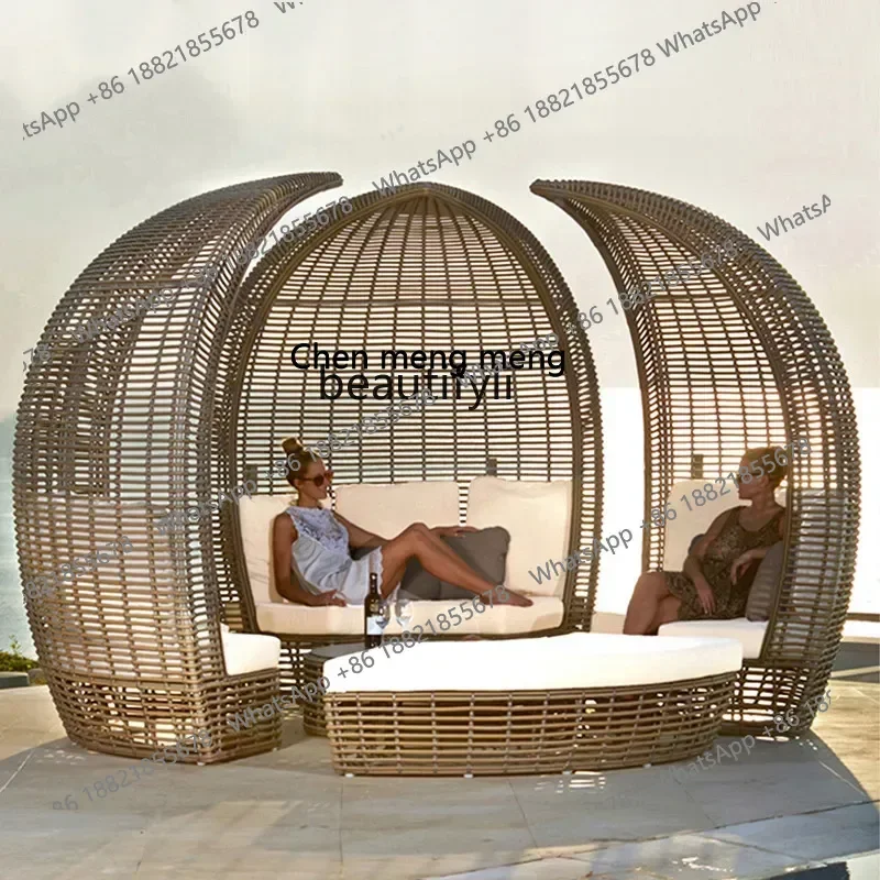 

X Outdoor rattan sofa combination courtyard garden outdoor furniture hotel homestay swimming open-air balcony bed