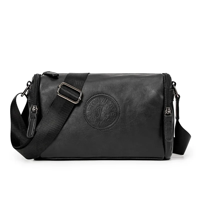 Bolsa de ombro preta masculina, tiracolo, mensageiro, couro de plutônio, masculino, pequena, quadrada, casual, ao ar livre, negócio